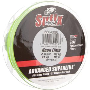 Sufix 832 Braid 8 Lb 660-008L: 832 Braid 8 lb Neon Lime, One Size