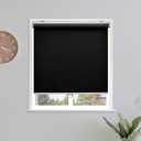 Blackout Roller Shades Blinds Cordless for Windows Pull Down Room Darkening Door Blinds with Thermal Insulated Easy to Install for Living Room, Bedroom, Home, Office Bathroom Black 24" W x 72" H