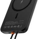 AsperX for Magsafe Battery Pack, 10,000mAh Magnetic Power Bank, Built-in USB-C 25W PD Charging, LCD Display, Compatible Portable Charger for iPhone 16/15/14/13/12, Galaxy 25 etc, Black