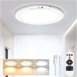 Rechargeable Motion Sensor Ceiling Light, Wireless Ceiling Lights Battery Operated Closet Light with Remote, 500LM 3000K/4500K/6500K, 0.55 Ultra Thin Lights for Bathroom Hallway Pantry, 1 Pack (White)
