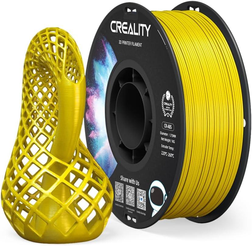 Creality ABS 3D Printing Filament 1.75mm, Excellent Resistance, Odorless Non-Toxic, Stability, Tough, 1kg(2.2lbs) ABS Filament 1.75 for 3D Printer (Yellow)
