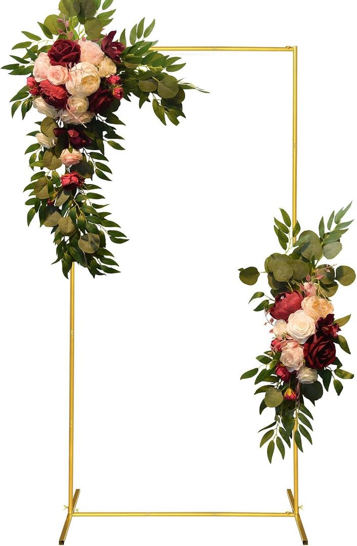 CHUN QIANG CAI DESIGN Metal Wedding Arch Backdrop Stand 6.6x3.3 FT Gold Square Balloon Arch Frame for Wedding, Birthday Party, Baby Shower Ceremony Decoration