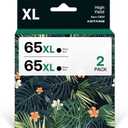 65XL Black Ink Cartridges Remanufactured for HP 65 Ink High Yield Work with HP Deskjet 3755 3722 3752 3730 2652 2620 2655 Envy 5055 5030 5052 5032 (Black, 2-Pack)