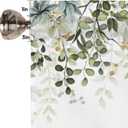 2 x Sage Green Eucalyptus Leaves Curtain Valance for Windows Watercolor Window Treatments 1 Panel Short Curtains for Kitchen Windows Bathroom Bedroom,42 x 12 Inch