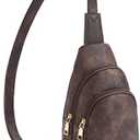 Telena Crossbody Bags for Women Leather Cross Body Sling Bag for Woman Travel, Coffee
