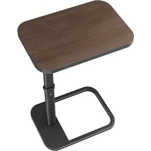 Kitstorack TV Tray Table, Adjustable Height & Rounded Metal Corners, Snack Table for Couch, Sofa, Bed, Chair, Living Room, C Shaped End Side Table for Eating, Dinner or Laptop, Small Spaces, Espresso