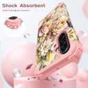 TEECOVER Heavy Duty Case for Samsung Galaxy A17, Rose Gold Flowers | Shockproof Full-Body Drop Protection Hard Plastic Bumper + Soft Silicone Rubber Protective Case for Women Girls.