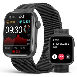 EarlySincere Smart Watches for Men Women Blood Pressure, 1.9" HD Full Touch Screen, Fitness Tracker with Heart Rate Blood Oxygen Sleep Monitor, IP67 Waterproof Smartwatch for Android iOS (Black Metal)
