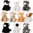 Lenwen 16 Pcs Cat Stuffed Animals Bulk Soft Cuddly Kitten Plush Sets Smitten Kittens Assorted Fluffy Stuffed Cats for Kiddos Birthday Gift Pet Party Favors Halloween Christmas Stuffers(Standing Style)
