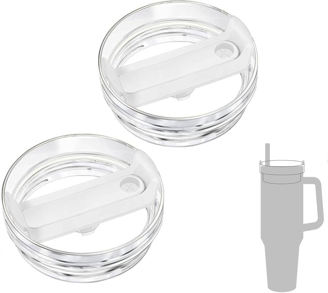 40oz Tumbler Lids Replacement for Stanley Cup,Replacement Spill Proof Splash Resistant Tumbler Lids Reusable Tumbler Cover for Stanley and More Coffee Mugs (Lily White)