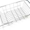 Expandable Dish Drying Rack in Sink or Over The Sink - 18/8 Stainless Steel Dish Rack/Drainer/Strainer/Dishrack for Kitchen Counter or RV - Adjustable, Deep and Large, Rustproof, Black