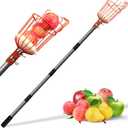 Walensee 8FT Fruit Picker, Adjustable Fruits Picker Tool with Lightweight Stainless Steel Pole and Big Basket, Fruit Catcher Equipment Tree Picker for Apples Mango Pear Orange Avocados Fruit Picking