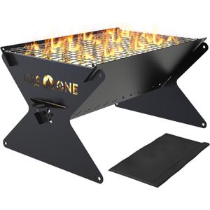 GasOne 15” Portable Charcoal Grill – Foldable BBQ Grill – Camping Grills for Backyard, Bonfire, Patio – Heavy-Duty Portable Fire Pit – Camp Cooking Gear