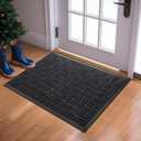Mibao Front Door Mat, Heavy Duty Durable Welcome Mat for Outdoor Indoor, Dirt Trapper Waterproof Super Absorbent Door Mat for Entryway Outside Patio Porch, 35.5" x 24", Black