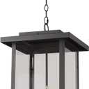 Outdoor Pendant Light Exterior Hanging Lantern, Large Outdoor Hanging Porch Light, Matte Black Finish with Clear Glass, 3 Light Outdoor Chandelier