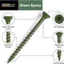Deck Plus 2-1/2 Inch Epoxy Coated Exterior Wood and Fence Screws #10 x 2-1/2" Torx/Star Drive Included Coarse Thread, Outdoor Rust Resistant Decking Screw, Green, 5 lb Box, 365 Pieces | 48402