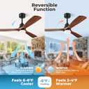 Ceiling Fans with Lights and Remote, 52 Inch Outdoor Ceiling Fan for Patios, 3 Wood Blades Smart Ceiling Fan with Lights,Works with Alexa/Google/WIFI/App Control Compatible,Quiet DC Motor,Dark Walnut