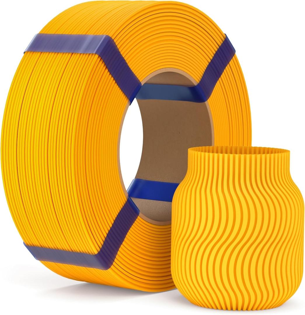 ELEGOO PLA Basic Refill Filament 1.75mm Sunflower Yellow 1KG, 3D Printer Filament No Spool Dimensional Accuracy +/- 0.02mm, 3D Printing PLA for Reusable Spool Refilling