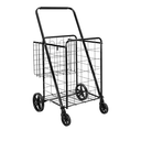 Amazon Basics Foldable Shopping Utility Cart with 360-Degree Wheels, Easy Assembly, Black, X-Large