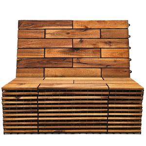 Interlocking Deck Tiles 24 x 12 Long Boards - Acacia Hardwood Outdoor Flooring for Patio, Balcony - Snap Together Wood Floor Decking Tile, Waterproof - 24 Sq Ft (2 Pack, 12 Pieces) (Brown)