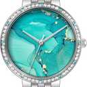 Women Watch Metal Bracelet Watch Easy to Read Waterproof Watch (SILVER/TURQUOISE)