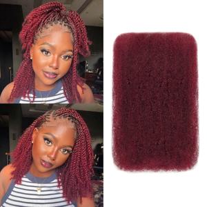 BLL Afro Kinkys Bulk Human Hair-100% Human Hair for Mini Twist Braiding Dreadlock Loc Extensions Afro Kinky Curly Hair Bulk Black Color (99J, 16 Inch Pack Of 1)