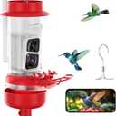Soliom Hummingbird Feeder with Camera, Smart Feeder Camera with 2K Live View AI Identify, Leak Proof&Ant Moat&Bee Proof, Outdoor Pole/Hook Hanging, Ideal Gift for Family, 16 OZ Red
