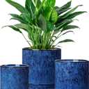 vancasso Ceramic Plant Pots, 3 Piece Planters for Indoor Plants, 4.25+5.25+6.25 Inch Flower Pots with Drainage, Plant Pots Indoor for Succulent, Pothos, Snake Plant and Money Tree, Etc (Blue)