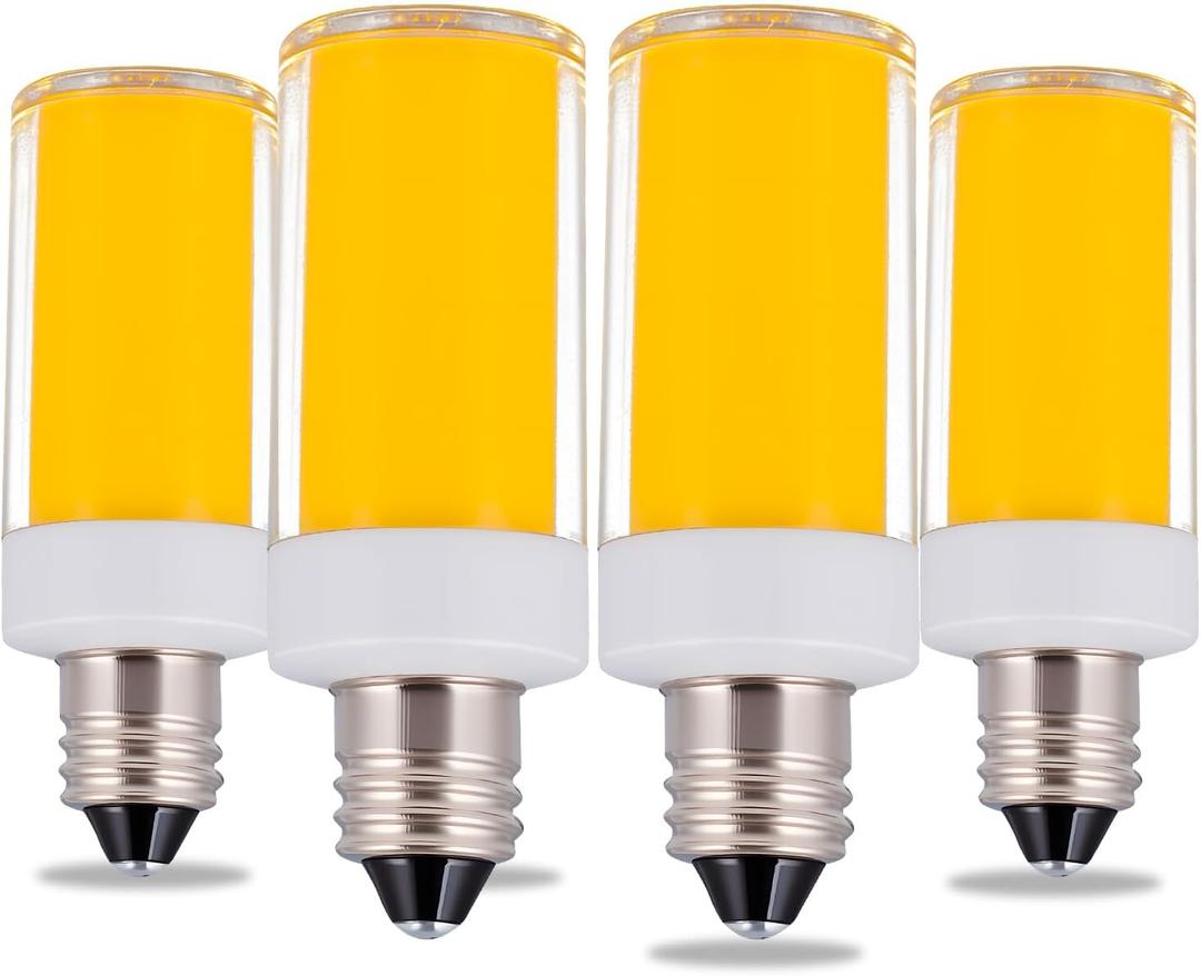E11 Dimmable LED Bulb, 2700K Soft Warm White Light, T4 120V 4W 500 Lumens, Flicker-Free, Replacement for 40W Halogen Bulbs, Suitable for Chandeliers, Vanity Lights, and Home Lighting (Pack of 4)
