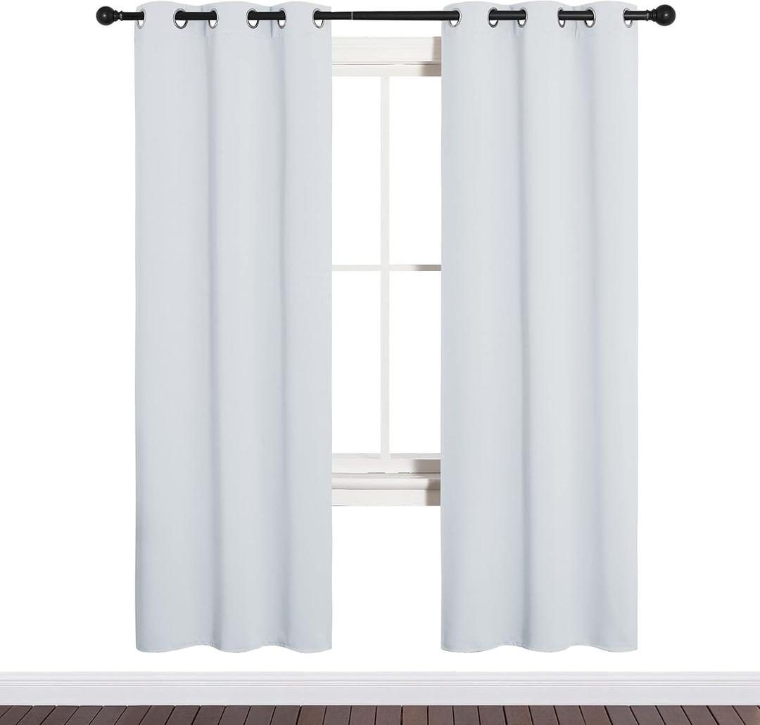 NICETOWN Room Darkening Draperies Curtains, Window Treatment Thermal Insulated Grommet Room Darkening Curtains/Drapes for Bedroom (Greyish White, 2 Panels, 34 by 72)
