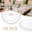 Hoolerry 50 Pack Clear Charger Plates Bulk 13 Inch Plastic Round Beaded Dinner Chargers Acrylic Frosted Grain Decorative Service Plates for Wedding Party Event, Home and Kitchen Tabletop (Transparent), approx. 13 inch
