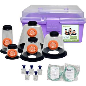 Pet Oxygen Mask Set - Veterinary Designed Breathing Aid for Dogs/Cats/Birds/Animals - 5 Sizes - Easy to Clean & Connect to Oxygen Source - Ensures Comfort & More Oxygen Delivery