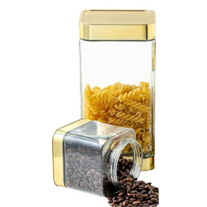 BETTWILL Glass Storage Jars-Large Kitchen Glass Canisters with Airtight Lids -Coffee Pasta Sugar Tea Snack Nuts Cookie Flour Food Container - Set of 2