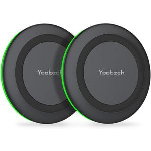 Yootech [2 Pack] Wireless Charger,10W Max Fast Wireless Charging Pad Compatible with iPhone 16e/16/16 Plus/16 Pro Max/15/14/13/SE 2022/12/11/X/8,Samsung Galaxy S23/S22,for AirPods Pro 2(No AC Adapter)