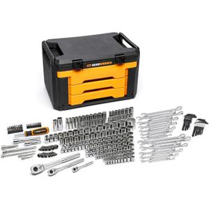 GEARWRENCH Mechanics Tool Set in 3 Drawer Storage Box, 257 Pc, 1/4 in 3/8 in and 1/2 in Drive, Metric/SAE | GW72XLCBMTS