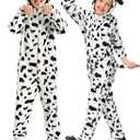 BesserBay Unisex Kids Fleece Dalmatian Costume 100 Days of School Animals Onesie with Tail, 2-14 Years (White)