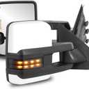 Power Heated Towing Mirrors LED Compatible for 2014-2019 Chevy Silverado GMC Serria 1500 2500 HD 3500 HD Pair Set Not for Diesel Truck (Painted White)