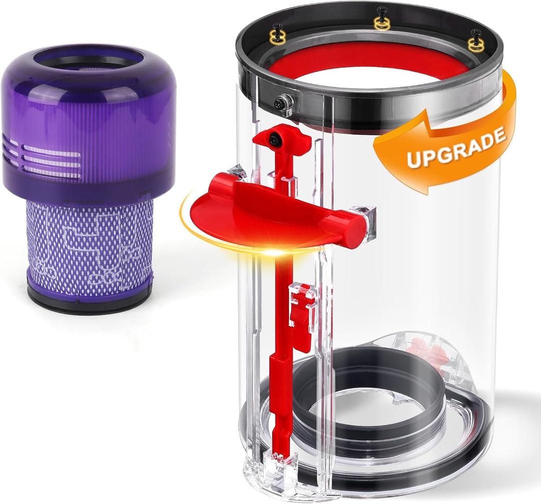 Upgraded Canister Compatible with Dyson V11 V15 SV14 SV15 SV22 Vacuum Cleaner Dust Bin, for Bin Part no. 970050-01 and Part no. 965443-01 with HEPA Filter