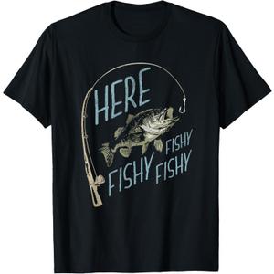 Here Fishy Funny Fishing T-Shirt