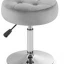 Gray Vanity Chair for Makeup Room Vanity Stool for Makeup Room Round Velvet Tufted Makeup Chair Vanity Stools for Bathroom Height Adjustable 360 Swivel