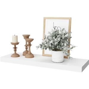 WELLAND 12" Deep White Floating Shelves, Floating Shelf Wall Shelf Display Floating Shelf, 35.43" L x 11.81" D x 2" T, Deeper Than Others, White (35.43" x 11.81" x 2")
