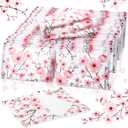 Geyee 50 Packs Tissue Travel Size Facial Paper Napkins Travel Packs Disposable Pocket Tissues for Wedding Guest Traveling School Purse Home Supplies, 500 Sheets 3 Ply(Cherry Blossoms)