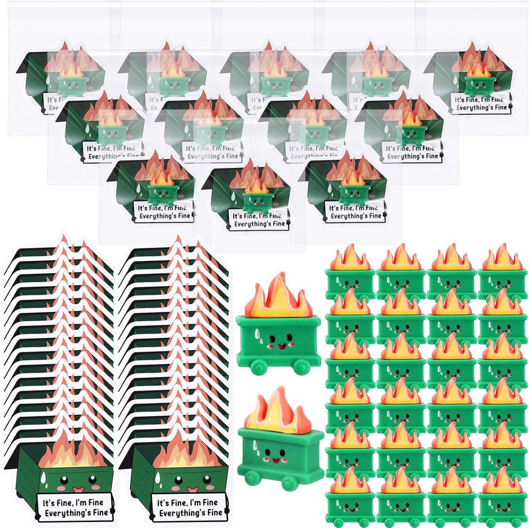 30 Set Funny Desk Dumpster Ornament Bulk Thank You Resin Mini Dumpster Accesssories with Positive Cards for Office Employee Appreciation Gifts (Classic)