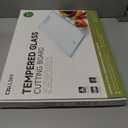 Tempered Glass Cutting Board Set, Large 12x16 Glass Cutting Board for Kitchen with 4 Non-Slip Feet, Heat & Shatter Resistant, Dishwasher Safe, Includes Bonus Sponge & Cloth,Perfect Kitchen Gift-Beige (Beige-Nano Etched Finish)