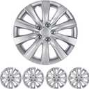 BDK 16 Inch Hubcaps Set of 4 - OEM Replacement Snap-On Wheel Rim Covers - Universal Fit Car Wheel Cover for Cars, Trucks, SUV, Vans Durable ABS Silver 10-Spoke Hub-Cap Car Accessories Exterior