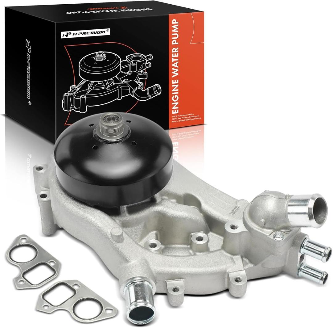 A-Premium Water Pump (W/ Thermostat) Compatible with Chevy, GMC, & Cadillac Models, 4.8L 5.3L 6.0L - Silverado, Tahoe, Suburban, Sierra, Yukon, H3 - Replace# AW6009 45002 252-901