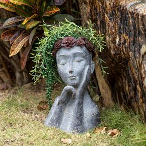 Newman House Studio Succulents Face Planters Pots Head - Flower Pot with Drainage Hole Face Head Large Garden Farmhouse Decor 9.4 x 7.2 x 13.9 inch