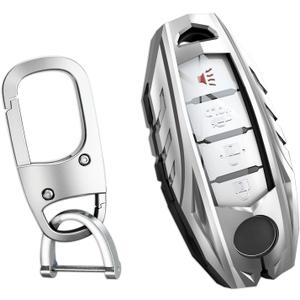 for Nissan Key Fob Cover,Keychain,Zinc Alloy Protection Car Key Shell Case Compatible with Nissan Infiniti Holder Smart Remote Keyless Keyshell Accessories(Style A Silver)