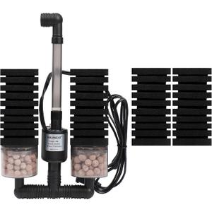 AQUANEAT Aquarium Electric Sponge Filter for Fish Tank, with Pump, with 2 Extra Sponges, Large up to 55Gal