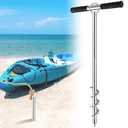 XUYUZDQ Boat Anchor, 30" Shallow Water Sand Anchor - Stainless Steel Sand Anchor with Spiral Blades, Boat Anchor Kit for Dive Beach, Kayak, Jet Ski, Small Boat Fixing Accessories